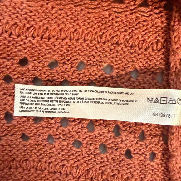 Brand Free People Beach Crochet 2 Piece Set Rust Orange Vest & Mini Skirt Small - Picture 15 of 16